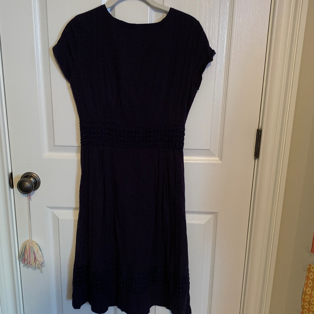 Navy blue midi length dress
